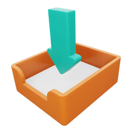 Files tray 3d rendering isometric icon.