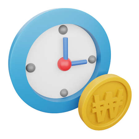 Won time 3d rendering isometric icon.のイラスト素材