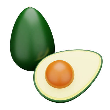 Avocado 3d rendering isometric icon.