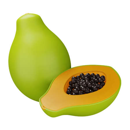 Papaya 3d rendering isometric icon.のイラスト素材