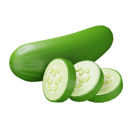 Cucumber 3d rendering isometric icon.のイラスト素材