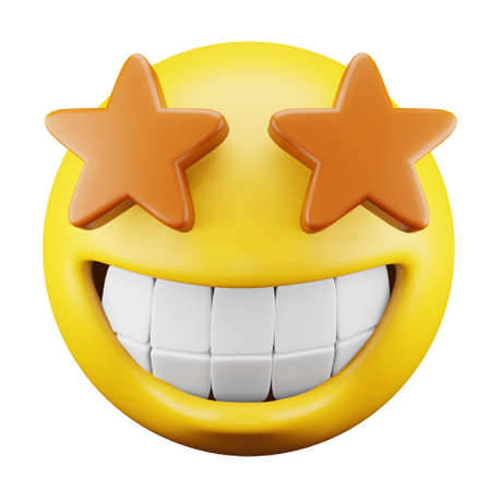 Star struck emoji face 3d rendering isometric icon.