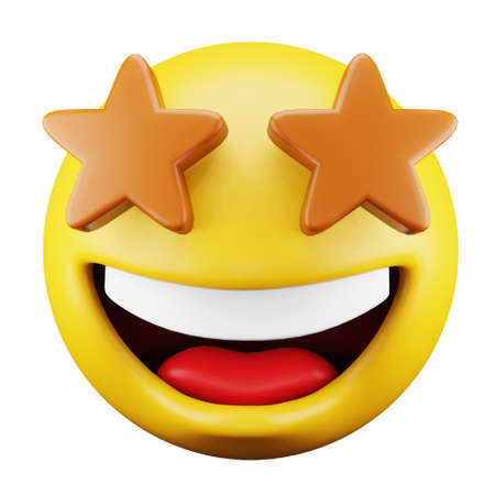 Star struck emoji face 3d rendering isometric icon.のイラスト素材