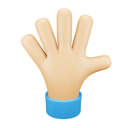 Five fingers hand gesture emoji 3d rendering isometric icon.のイラスト素材