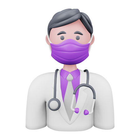Doctor with mask 3D rendering isometric icon.のイラスト素材