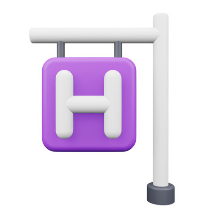 Hospital signboard 3D rendering isometric icon.のイラスト素材