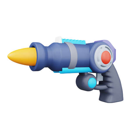 Alien weapon 3d rendering isometric icons.