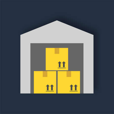 Warehouse - Flat color icon.のイラスト素材