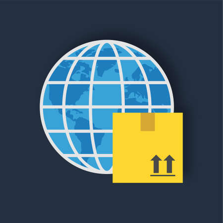 Worldwide Shipping - Flat color icon.のイラスト素材