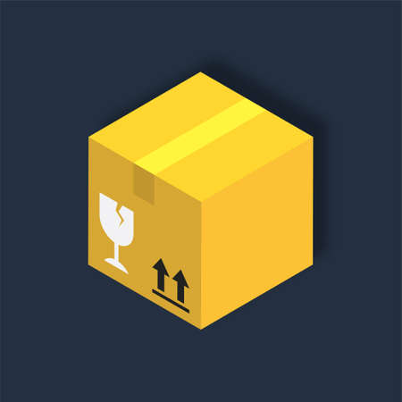 Fragile Package - Isometric 3d illustration.のイラスト素材