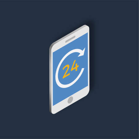 24 Hours Service - Isometric 3d illustration.