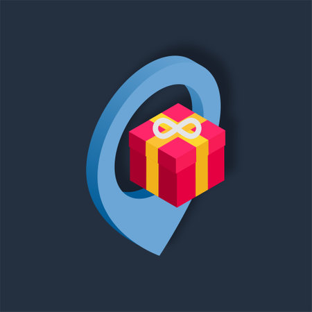 Courier Location - Isometric 3d illustration.のイラスト素材