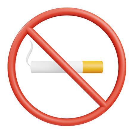 No smoking 3d rendering isometric icon.のイラスト素材