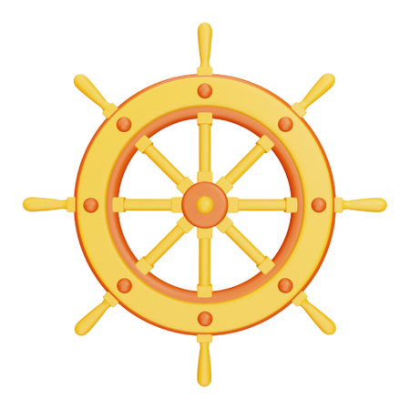 Ship steering 3d rendering isometric icon.のイラスト素材