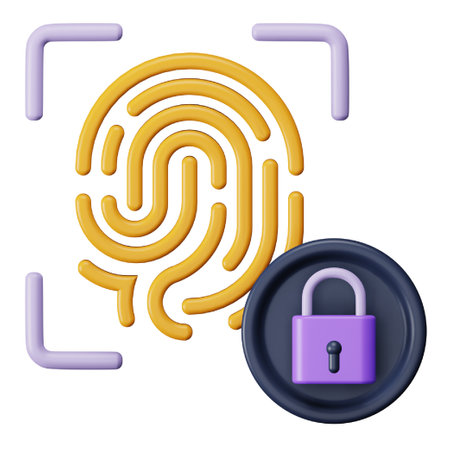 Fingerprint lock 3d rendering isometric icon.のイラスト素材