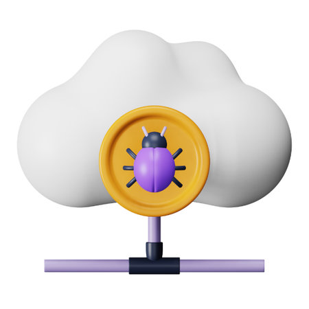 Cloud bug 3d rendering isometric icon.のイラスト素材