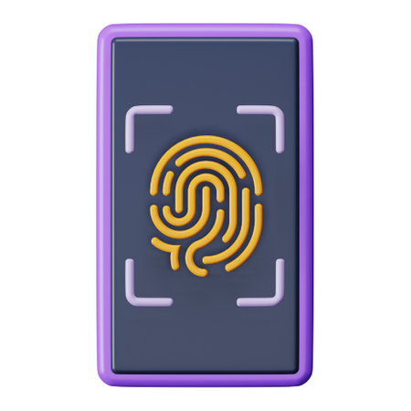 Fingerprint mobile lock 3d rendering isometric icon.のイラスト素材