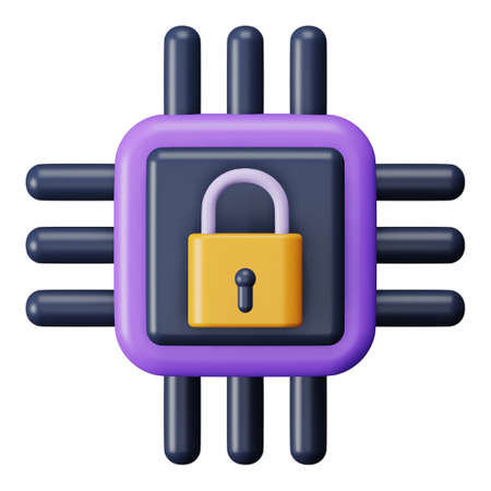 Processor locked 3d rendering isometric icon.のイラスト素材