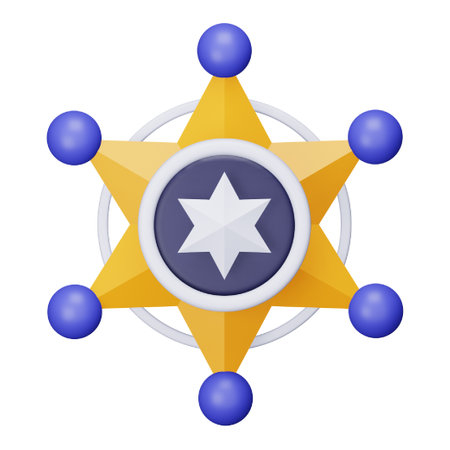 Sheriff badge 3d rendering isometric icon.のイラスト素材