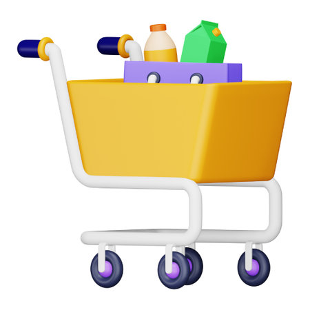Shopping cart 3d rendering isometric icon.のイラスト素材