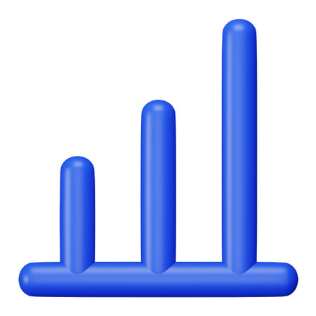 Bar chart 3d rendering isometric bold line icon.のイラスト素材
