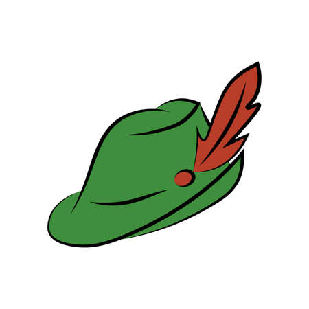National german hat vector illustration with feather on white backgroundのイラスト素材