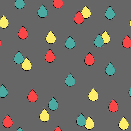 Raindrops seamless pattern vector illustration on gray backgroundのイラスト素材