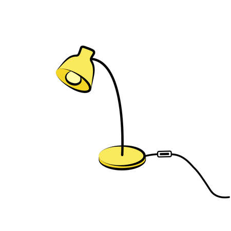 Yellow retro lamp vector illustration on white backgroundのイラスト素材