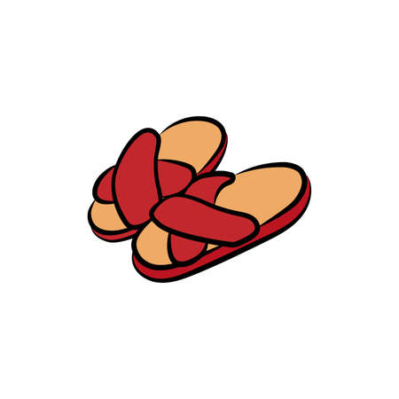 Red pair of slippers vector illustration on white backgroundのイラスト素材