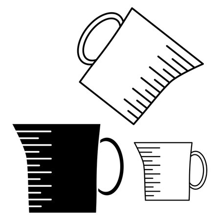 Kitchen tools set of three measuring cups outline simple minimalistic flat design vector illustration isolated on white backgroundのイラスト素材