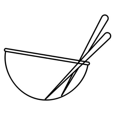 Kitchen tools set of bowl and chopsticks outline simple minimalistic flat design vector illustration isolated on white backgroundのイラスト素材