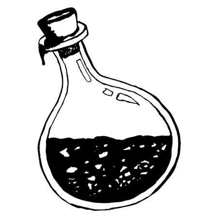 Chemical test tube witch poison vector icon minimalist simple flat illustration. Experiment chemical flask for science isolated on white background.のイラスト素材