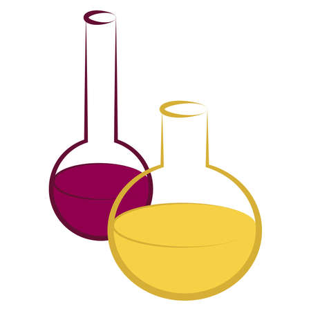 Chemical test tubes vector icons set minimalist simple illustrations. Experiment chemical flasks for science isolated on white background.のイラスト素材