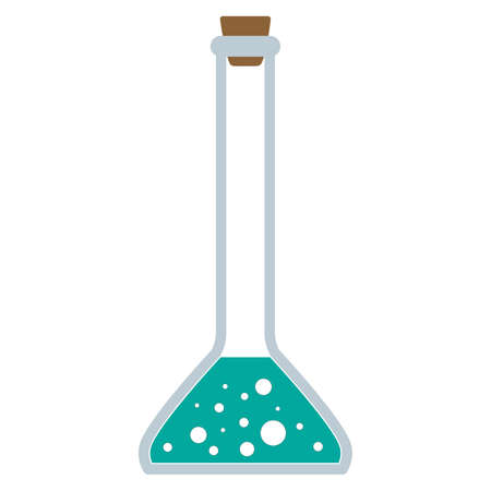 Chemical test tube vector icon set minimalist flat illustration. Experiment chemical flask for science isolated on white background.のイラスト素材