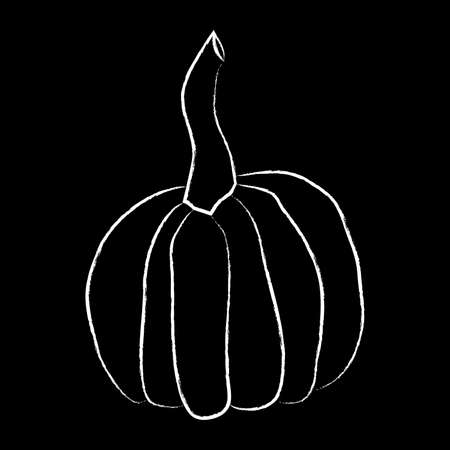 Pumpkin icon vector illustration. Autumn Halloween or Thanksgiving pumpkin symbol in flat design, outline silhouette isolated on black backgroundのイラスト素材