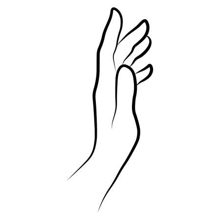 Women hand simple outline minimalistic linear gesture style. Vector Illustration of female hands for create logos, prints, patterns, posters, and other designs on white backgroundのイラスト素材