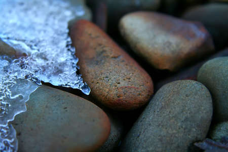 rocks with and ice formation on themの写真素材