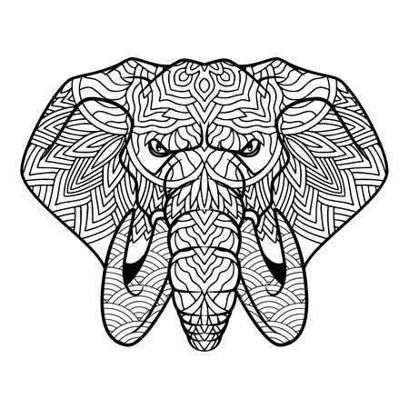 hand drawn elephants coloring pageのイラスト素材