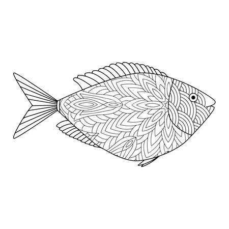 fish coloring page, Hand drawing fish vectorのイラスト素材