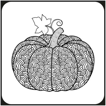 coloring book page for adults. Contour fruit in a mandala styleのイラスト素材