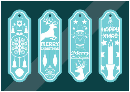 Laser cut panel set with christmas bookmark design,のイラスト素材