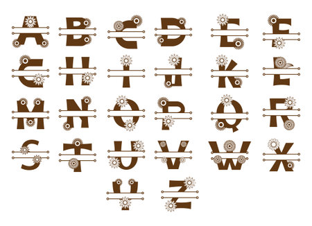 Vector set of vintage letters and numbers in the style of the sixtiesのイラスト素材