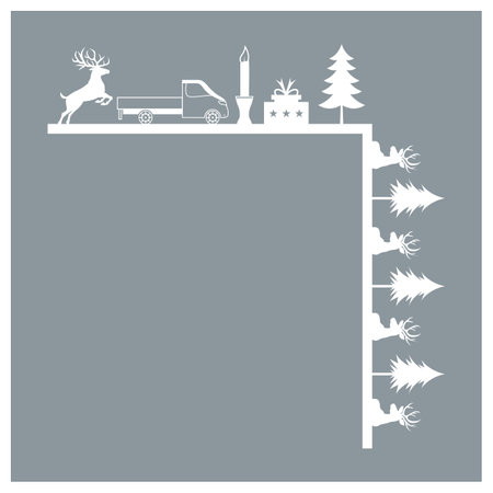 Christmas background with reindeer and Christmas tree. Vector illustration.のイラスト素材