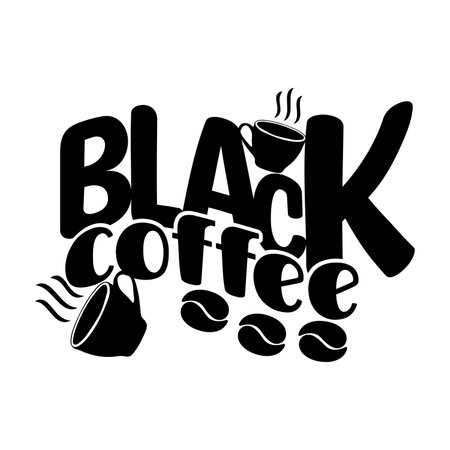 Black coffee. Hand drawn lettering. Vector illustration for your designのイラスト素材