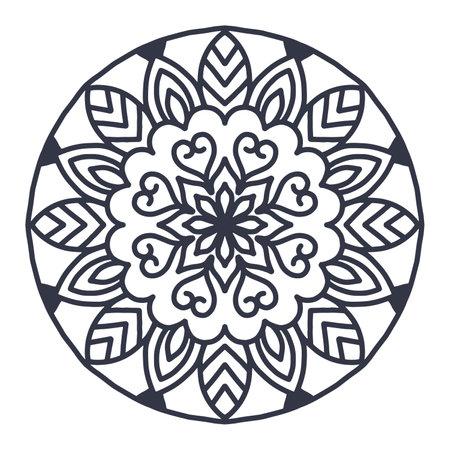Mandala. Ethnic decorative element. Hand drawn backdrop. Islam, Arabic, Indian, ottoman motifs.のイラスト素材