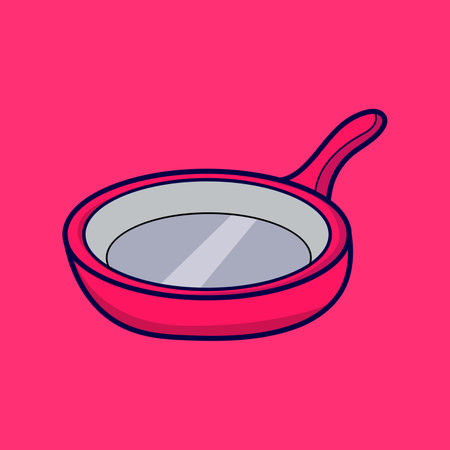 Frying pan. Kitchen utensils. Vector illustration in flat styleのイラスト素材