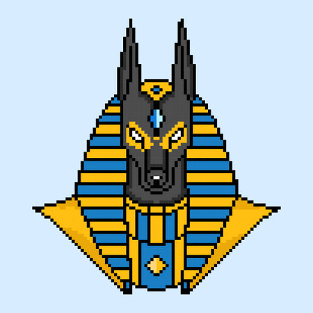 pixel art egyptian god pharaoh, vector illustration eps10のイラスト素材