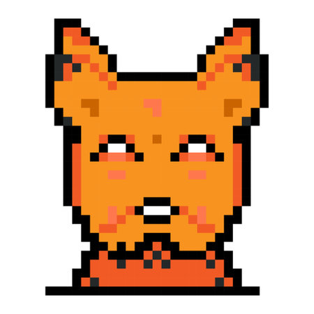 Pixel fox isolated on white background. 8-bit vector illustration.のイラスト素材