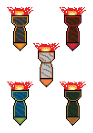 set of pixel art vector illustration. pixel art retro arcade game elementsのイラスト素材
