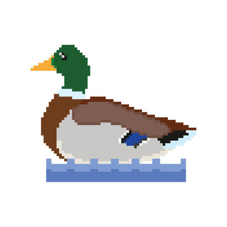 pixelated duck on ice vector illustration eps 10. retro styleのイラスト素材